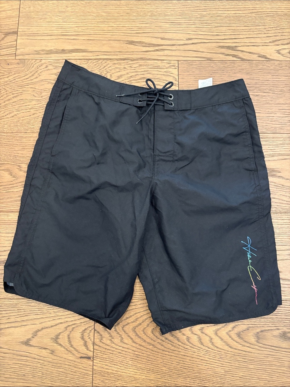 Hollister Black Swim Board Shorts with Script Logo